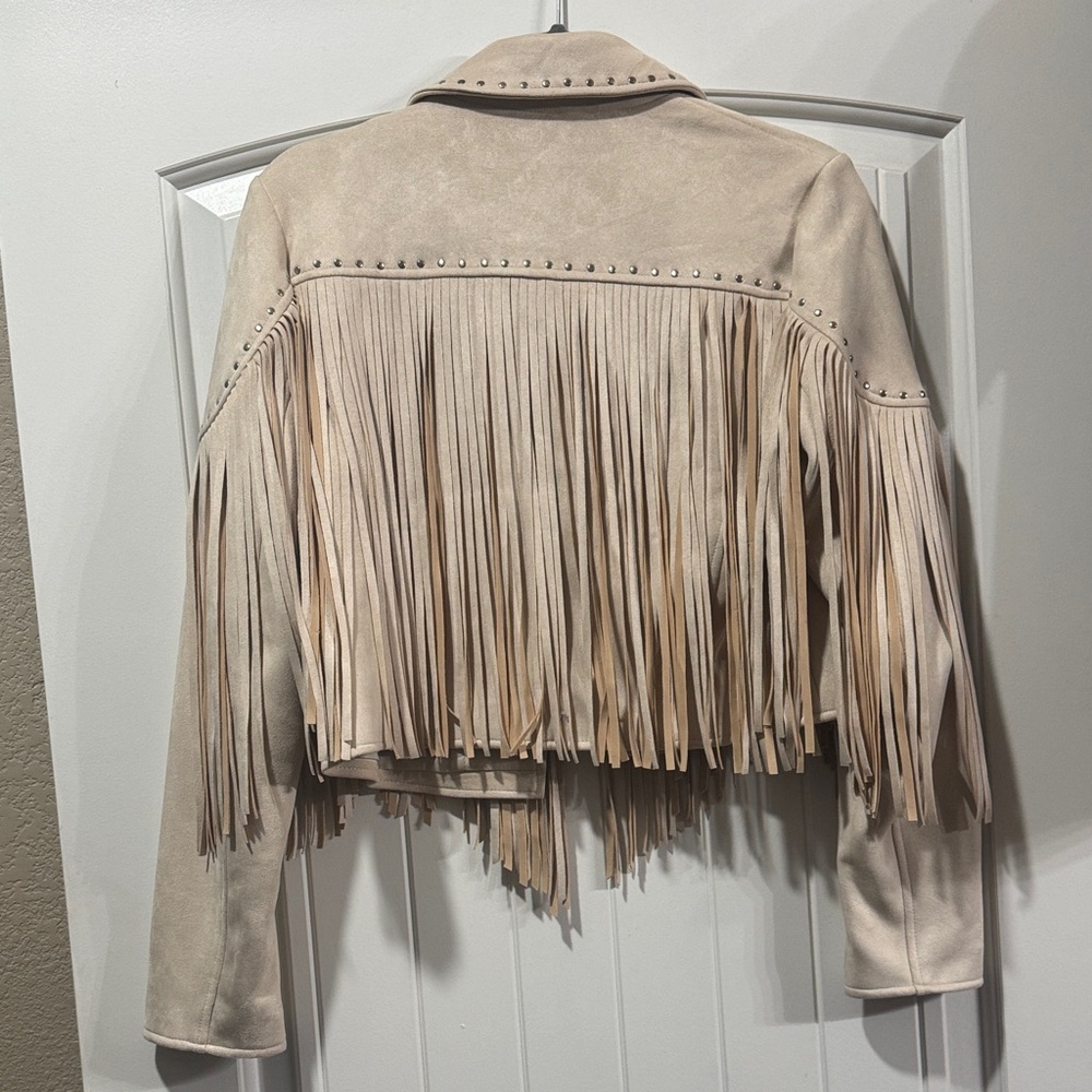 River Island Fringe Leather Jacket - Picture 3 of 3